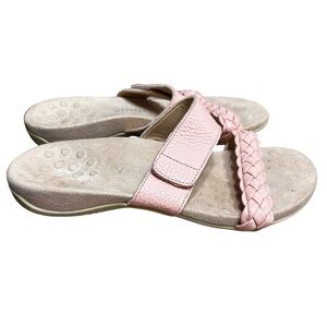 Vionic Jeanne Slip On Slides Light Pink Size 10 Comfort Sandals Braided Strap